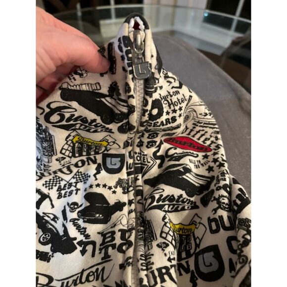 Burton Hoodie Hooded Sweatshirt Graphic Print Y2K Full Zip Mens Large - Picture 3 of 8